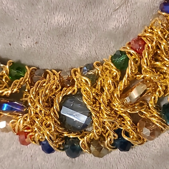 Multi Color Crystal Necklace Gold Necklace Statement Collar Necklace - Picture 2 of 5